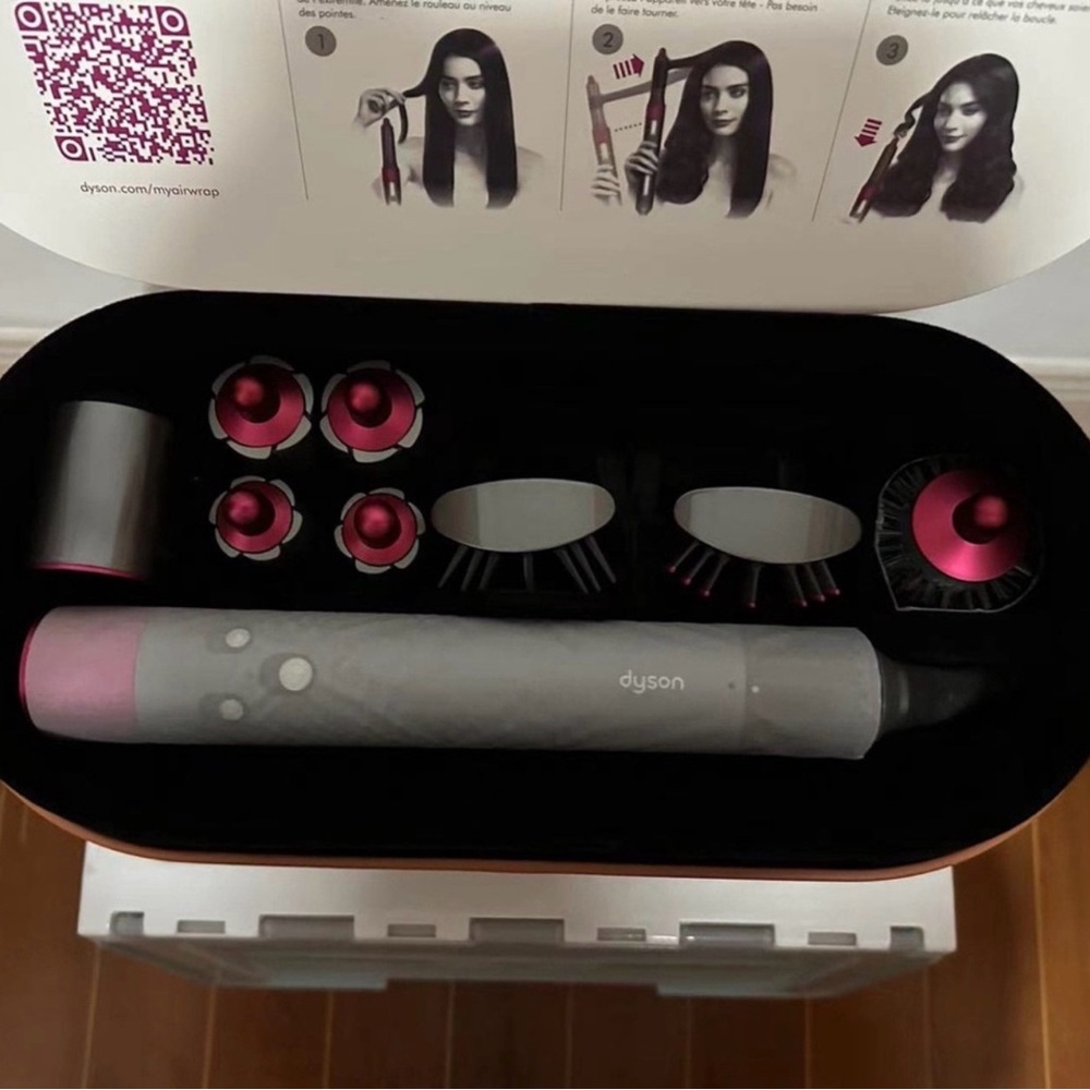 Dyson Hair Tool Set with Pink and Gray Accents